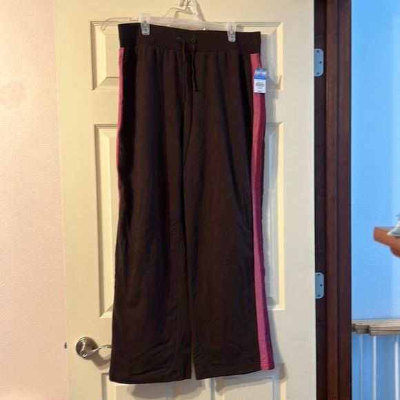 NWT SJB Workout Pants Brown Pink Stripe XL - Picture 1 of 4